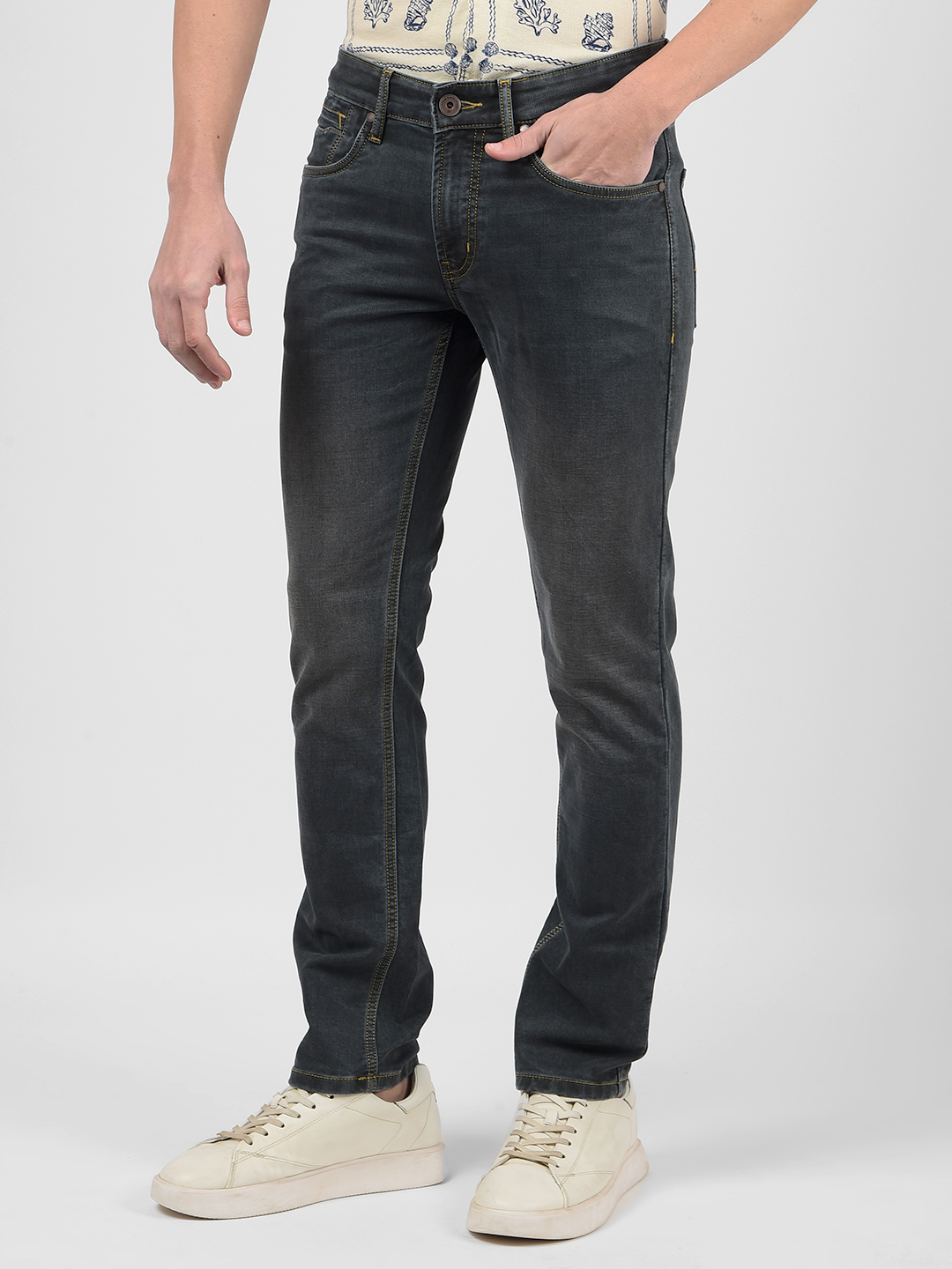 Numero Uno Men Solid Grey Jeans